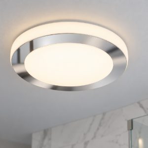 Eglo carpi plafoniera led 21,9w 3000k 38,5cm ip44 per bagno moderna bianca e cromo