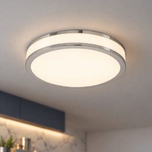 Eglo palermo 2 plafoniera led 15,6w 3000k 28cm per cucina moderna bianca e cromo