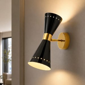 Applique moderna oro 2 luci e14 stilnovo megafono