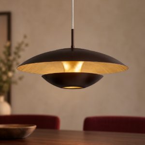 Eglo nuvano lampadario a sospensione 48cm per sala da pranzo moderno marrone e oro