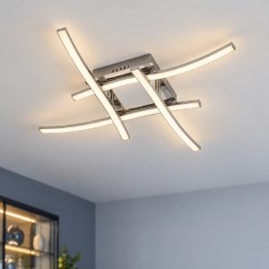 Eglo valmora plafoniera led 20,8w 3000k 56cm per soggiorno moderna cromata