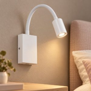 Eglo tazzoli applique per comodino led 3,8w 3000k 30cm con usb e braccio flessibile bianca