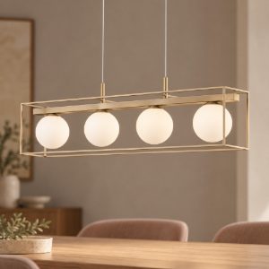 Eglo vallaspra lampadario a sospensione 4 luci 91cm per sala da pranzo moderno champagne