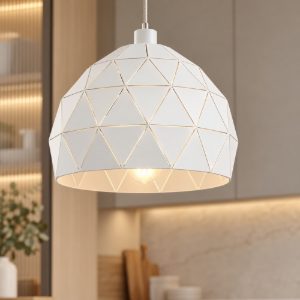 Eglo roccaforte lampadario a sospensione 40cm per cucina moderno bianco