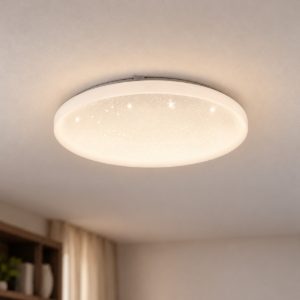Eglo frania plafoniera led 33w 3000k 43cm per soggiorno moderna bianca effetto cristallo