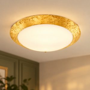 Eglo montenovo plafoniera led 21,9w 3000k 39,5cm per soggiorno moderna bianca e oro