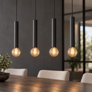 Eglo cortenova lampadario a sospensione 4 luci 84cm per sala da pranzo moderno nero