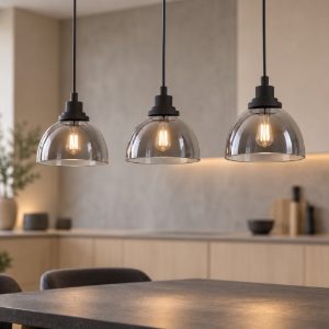 Eglo beleser lampadario a sospensione 3 luci 90,5cm per cucina moderno nero