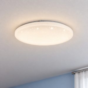 Eglo frania plafoniera led 50w 3000k 55cm per soggiorno moderna bianca effetto cristallo