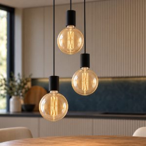 Eglo pozueta lampadario a sospensione 3 luci 33cm per cucina industriale nero