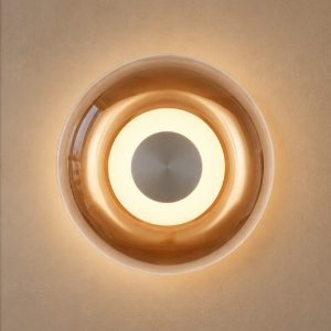Applique tonda design moderna caffè vetro per sala da pranzo led 5w 3000k 18cm