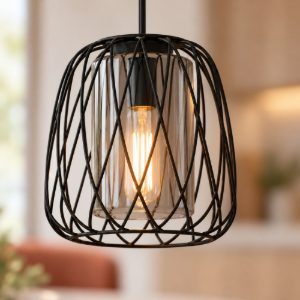 Eglo floresta lampadario a sospensione 19,5cm per cucina industriale nero con vetro fumé