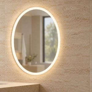 Eglo buenavista specchio con luce led 15,3w 4000k 60cm ip44 per bagno moderna argento