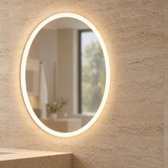 Eglo buenavista specchio con luce led 15,3w 4000k 60cm ip44 per bagno moderna argento