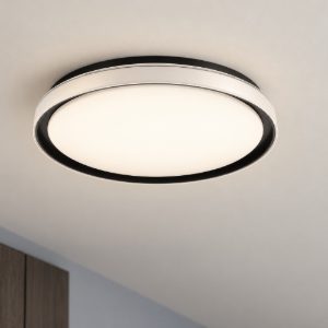 Eglo seluci plafoniera led 40w cct 3000k 6500k 49cm con telecomando per camera da letto moderna nera