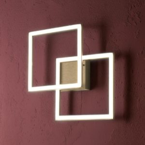 Gea luce afrodite applique da parete led 28w 3000k ad anelli quadrati oro spazzolato