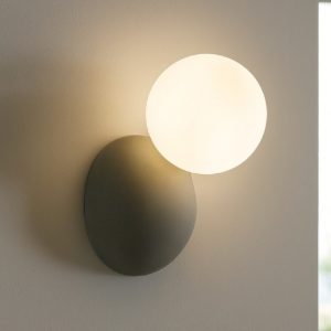 Ondaluce rock applique grigio cemento sfera vetro bianca moderna