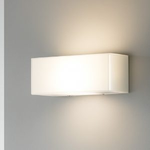 Applique moderna rettangolare vetro bianco lucido