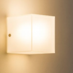Applique da parete cubo vetro bianco per interni