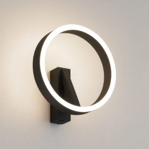 Gea luce criseide applique per comodino camera da letto led 30w 3000k ad anello nero satinato