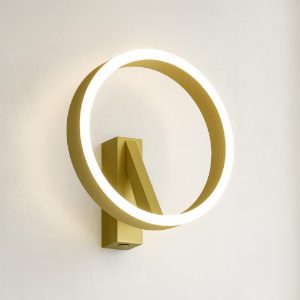 Gea luce criseide applique per comodino camera da letto led 30w 3000k ad anello oro spazzolato