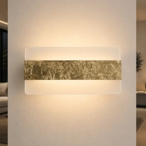 Applique per cucina led 16w cct 3000k 4000k moderna da parete foglia oro 26cm