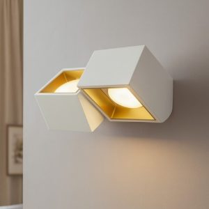 Sforzin nasso applique in gesso bianco dettagli oro due luci