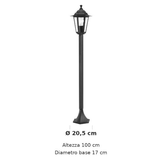 Eglo laterna 4 lampione da giardino 100cm ip44 classico a lanterna nero