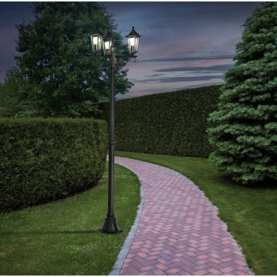 Eglo laterna 4 lampione da giardino 3 luci 192cm ip44 classico a lanterna nero