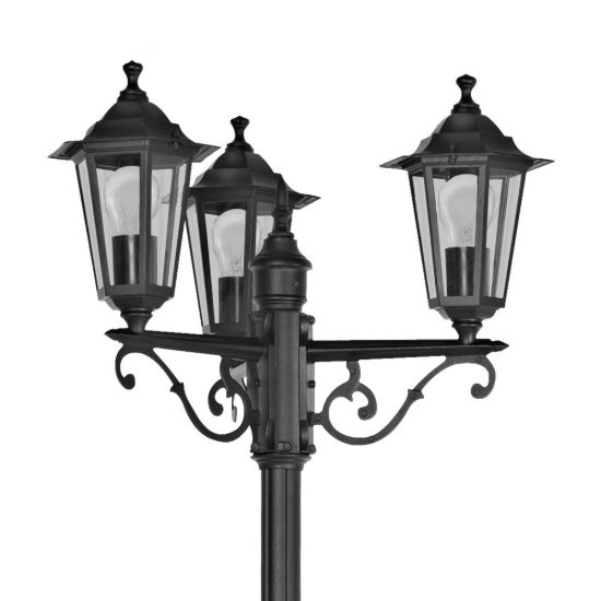 Eglo laterna 4 lampione da giardino 3 luci 192cm ip44 classico a lanterna nero