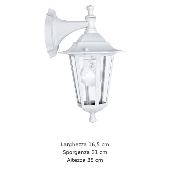Eglo laterna 5 applique da esterno 16,5cm ip44 classica a lanterna verso il basso bianca