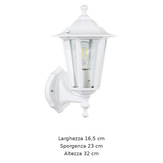 Eglo laterna 5 applique da esterno 16,5cm ip44 classica a lanterna verso l'alto bianca