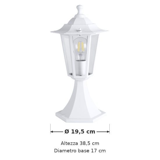 Eglo laterna 5 lampioncino da giardino 38,5cm ip44 classico a lanterna bianco