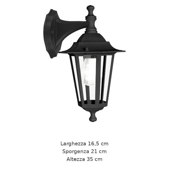 Eglo laterna 4 applique da esterno 16,5cm ip44 classica a lanterna verso il basso nera