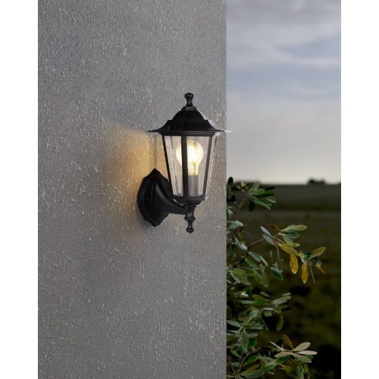 Eglo laterna 4 applique da esterno 16,5cm ip44 classica a lanterna verso l'alto nera