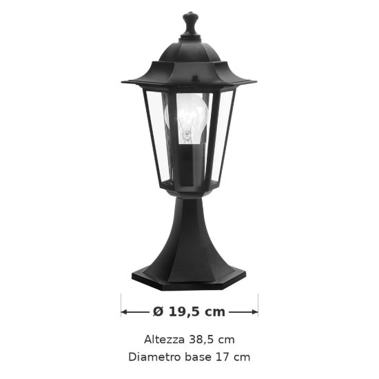 Eglo laterna 4 lampioncino da giardino 38,5cm ip44 classico a lanterna nero