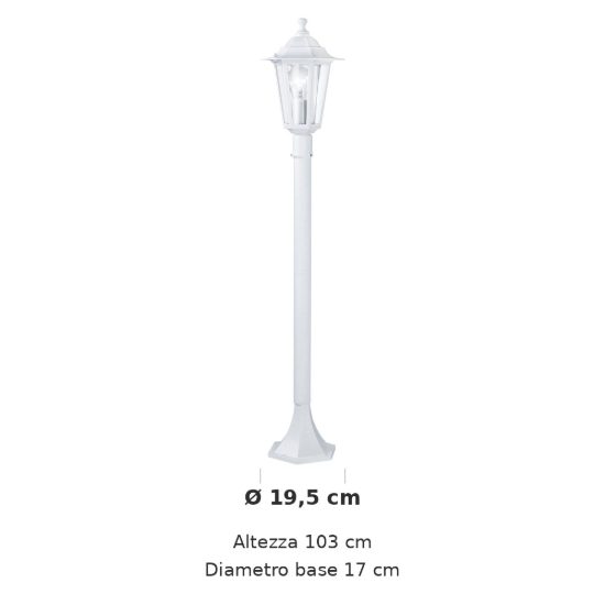Eglo laterna 5 lampione da giardino 103cm ip44 classico a lanterna bianco