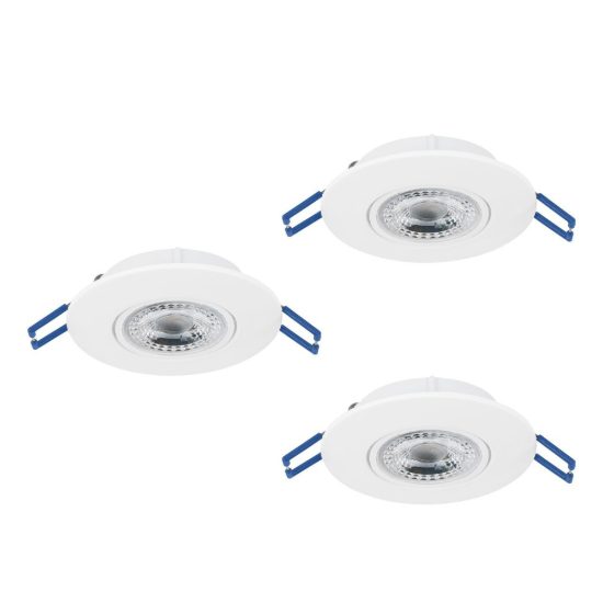 Eglo gedrez set 3 faretti da incasso per cartongesso led 3x4,9w cct 2700k 6500k foro 6,8cm bianco