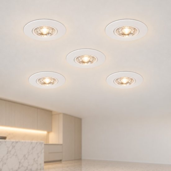 Eglo gedrez set 5 faretti da incasso per cartongesso led 5x4,9w cct 2700k 6500k foro 6,8cm bianco