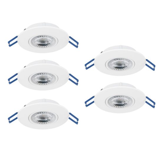 Eglo gedrez set 5 faretti da incasso per cartongesso led 5x4,9w cct 2700k 6500k foro 6,8cm bianco