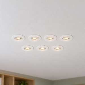 Eglo gedrez set 7 faretti da incasso per cartongesso led 7x4,9w cct 2700k 6500k foro 6,8cm bianco