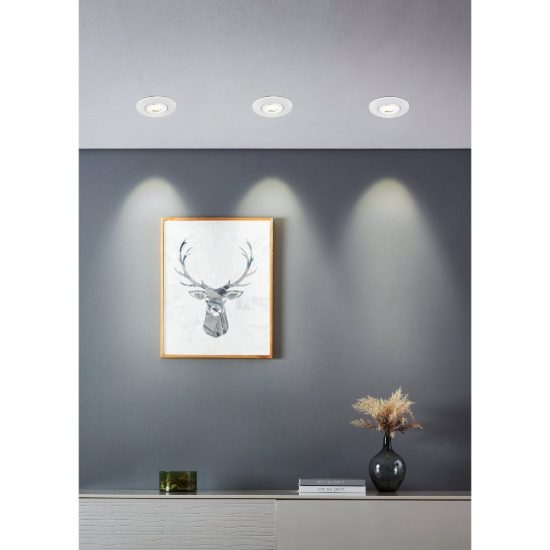 Eglo gedrez set 7 faretti da incasso per cartongesso led 7x4,9w cct 2700k 6500k foro 6,8cm bianco