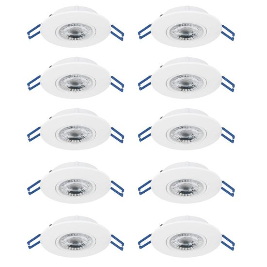 Eglo gedrez set 10 faretti da incasso per cartongesso led 10x4,9w cct 2700k 6500k foro 6,8cm bianco