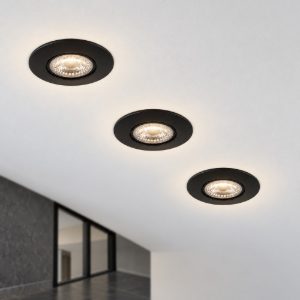 Eglo gedrez set 3 faretti da incasso per cartongesso led 3x4,9w cct 2700k 6500k foro 6,8cm nero