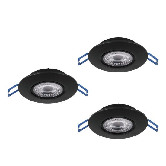 Eglo gedrez set 3 faretti da incasso per cartongesso led 3x4,9w cct 2700k 6500k foro 6,8cm nero