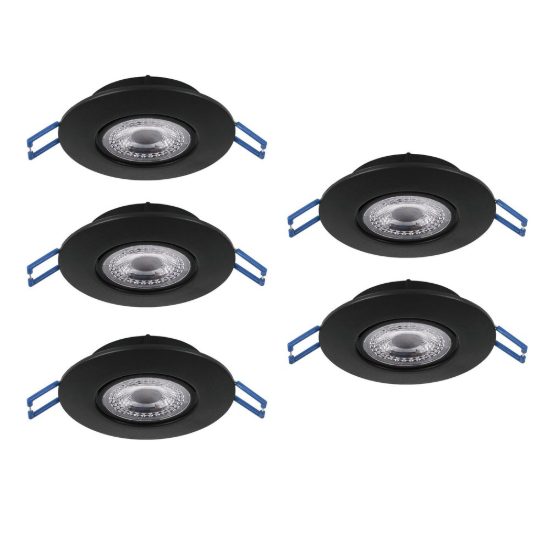 Eglo gedrez set 5 faretti da incasso per cartongesso led 5x4,9w cct 2700k 6500k foro 6,8cm nero