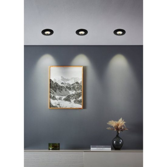 Eglo gedrez set 5 faretti da incasso per cartongesso led 5x4,9w cct 2700k 6500k foro 6,8cm nero
