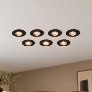 Eglo gedrez set 7 faretti da incasso per cartongesso led 7x4,9w cct 2700k 6500k foro 6,8cm nero