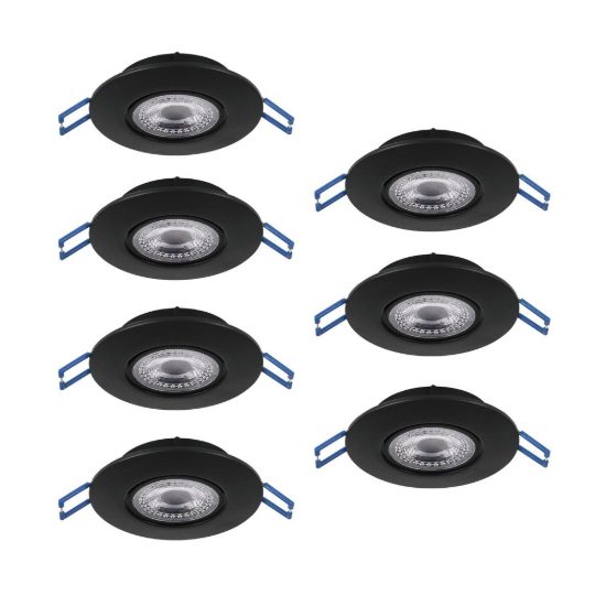 Eglo gedrez set 7 faretti da incasso per cartongesso led 7x4,9w cct 2700k 6500k foro 6,8cm nero