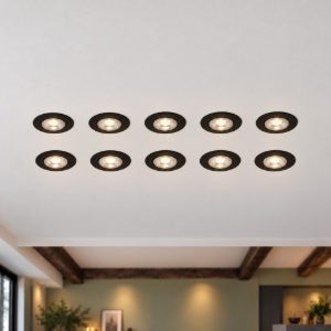 Eglo gedrez set 10 faretti da incasso per cartongesso led 10x4,9w cct 2700k 6500k foro 6,8cm nero